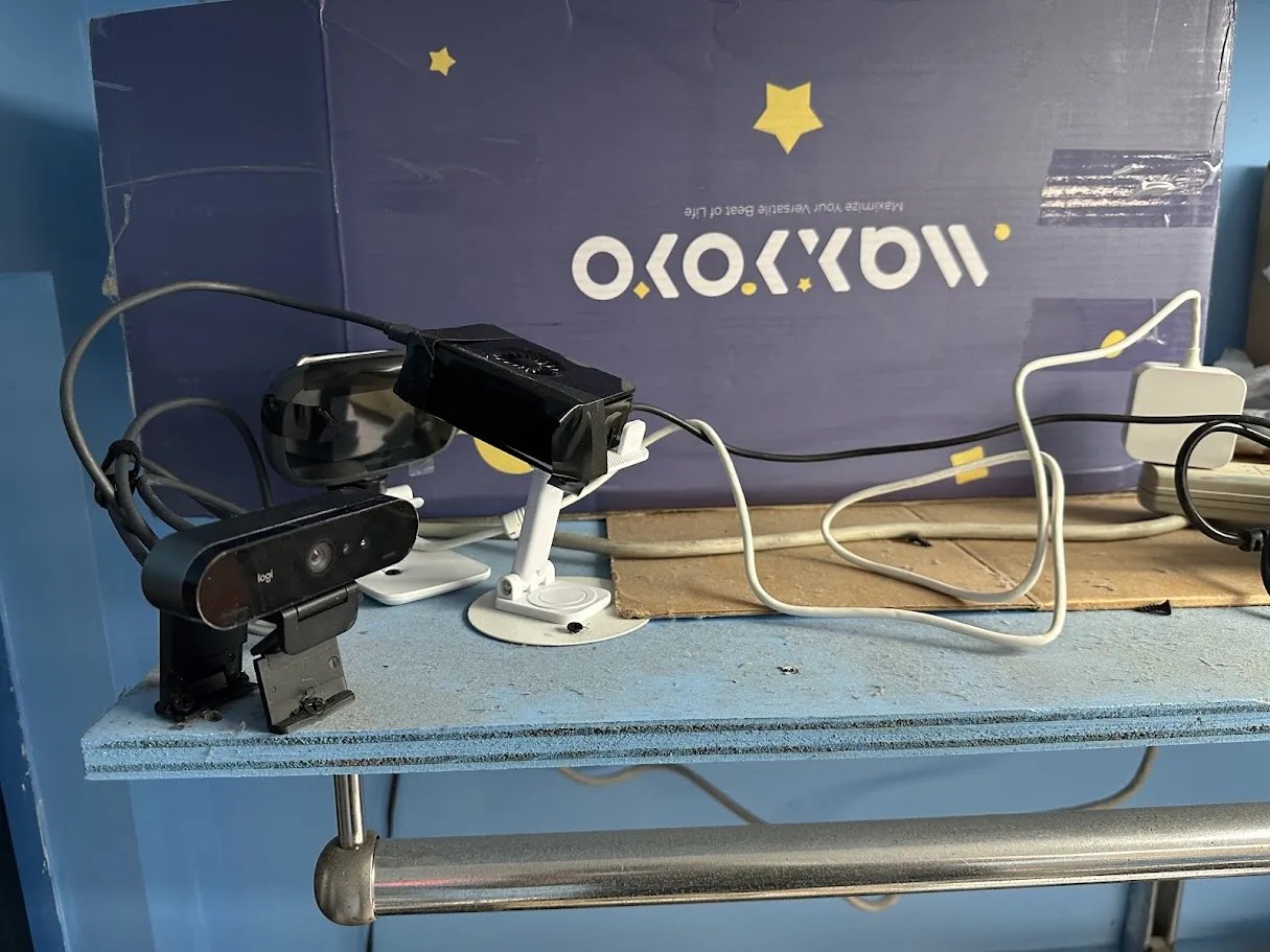 The BRIO 4K camera rig on its mount