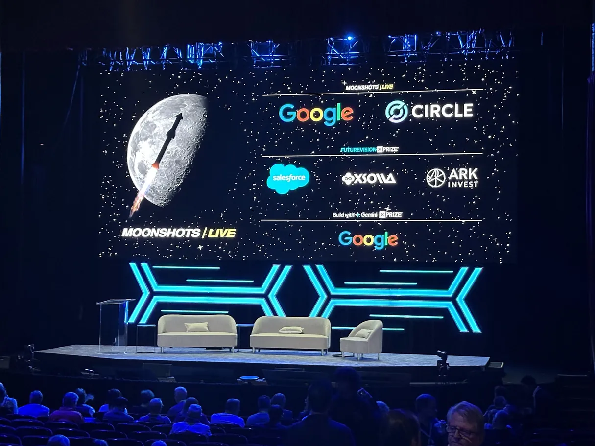 The Moonshots LIVE main stage with Google and Circle on the screen