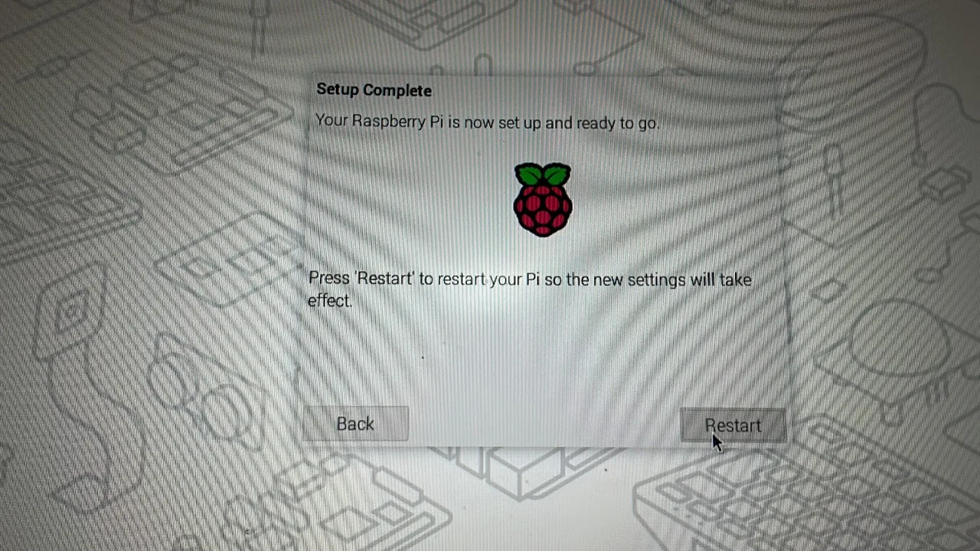 Raspberry Pi setup complete screen